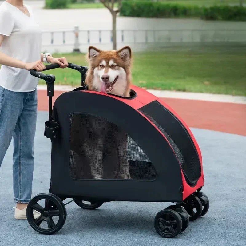 Poussette pour Chien - StrollyPet™ - Rouge - Mon chien content