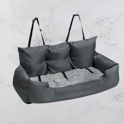 SIEGE AUTO POUR CHIEN - CarrierTravelDog™ - Gris - Mon chien content