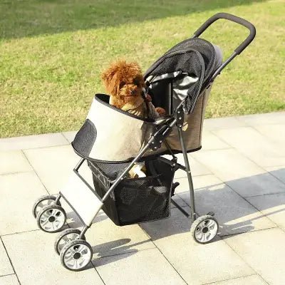 Poussette pour Chien - PetStroller™ - Beige - Mon chien content