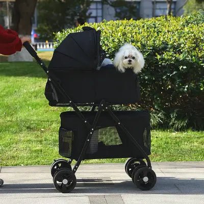 Poussette pour Chien - PetStroller™ - Noir - Mon chien content