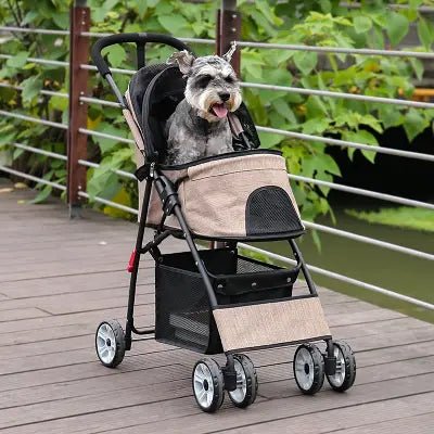 Poussette pour Chien - PetStroller™ - Beige - Mon chien content