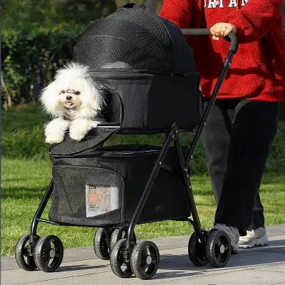 Poussette pour Chien - PetStroller™ - Noir - Mon chien content