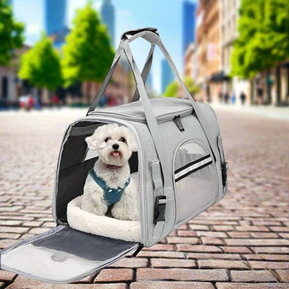 Sac de Transport pour Chien - DogCarrierBag™ - Gris - Mon chien content