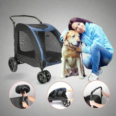 Poussette pour Chien - StrollyPet™ - Bleu - Mon chien content