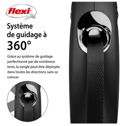 Flexi Laisse New Classic noir | Contrôle Automatique - Mon chien content