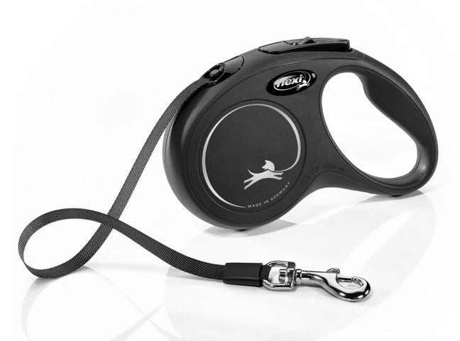 Flexi Laisse New Classic noir | Contrôle Automatique - Mon chien content
