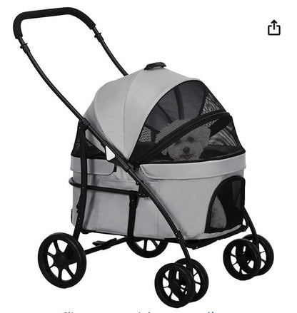 PawHut Poussette pour chien | Pliable amovible - Mon chien content