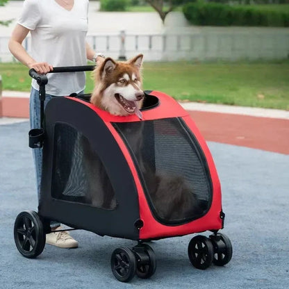 Poussette pour Chien - StrollyPet™ - Rouge - Mon chien content