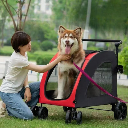 Poussette pour Chien - StrollyPet™ - Rouge - Mon chien content