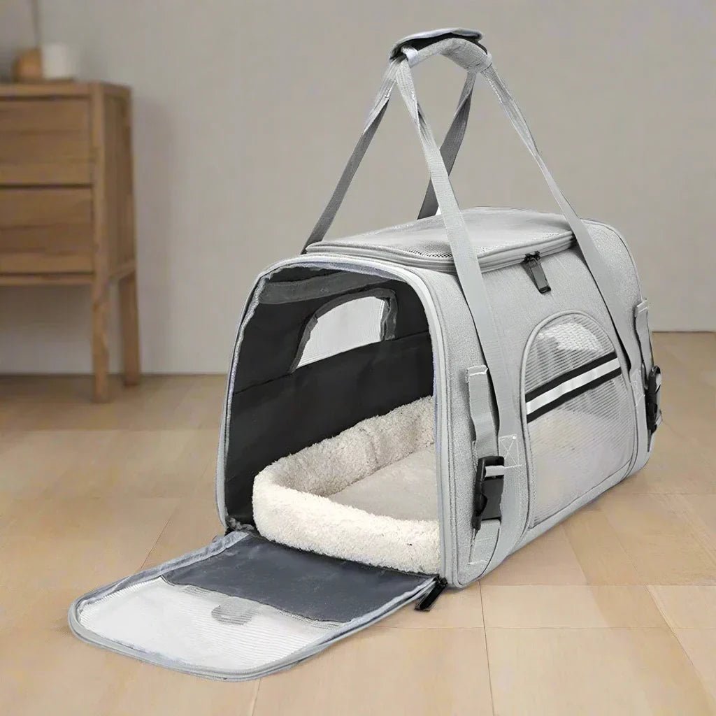 Sac de Transport pour Chien - DogCarrierBag™ - Gris - Mon chien content