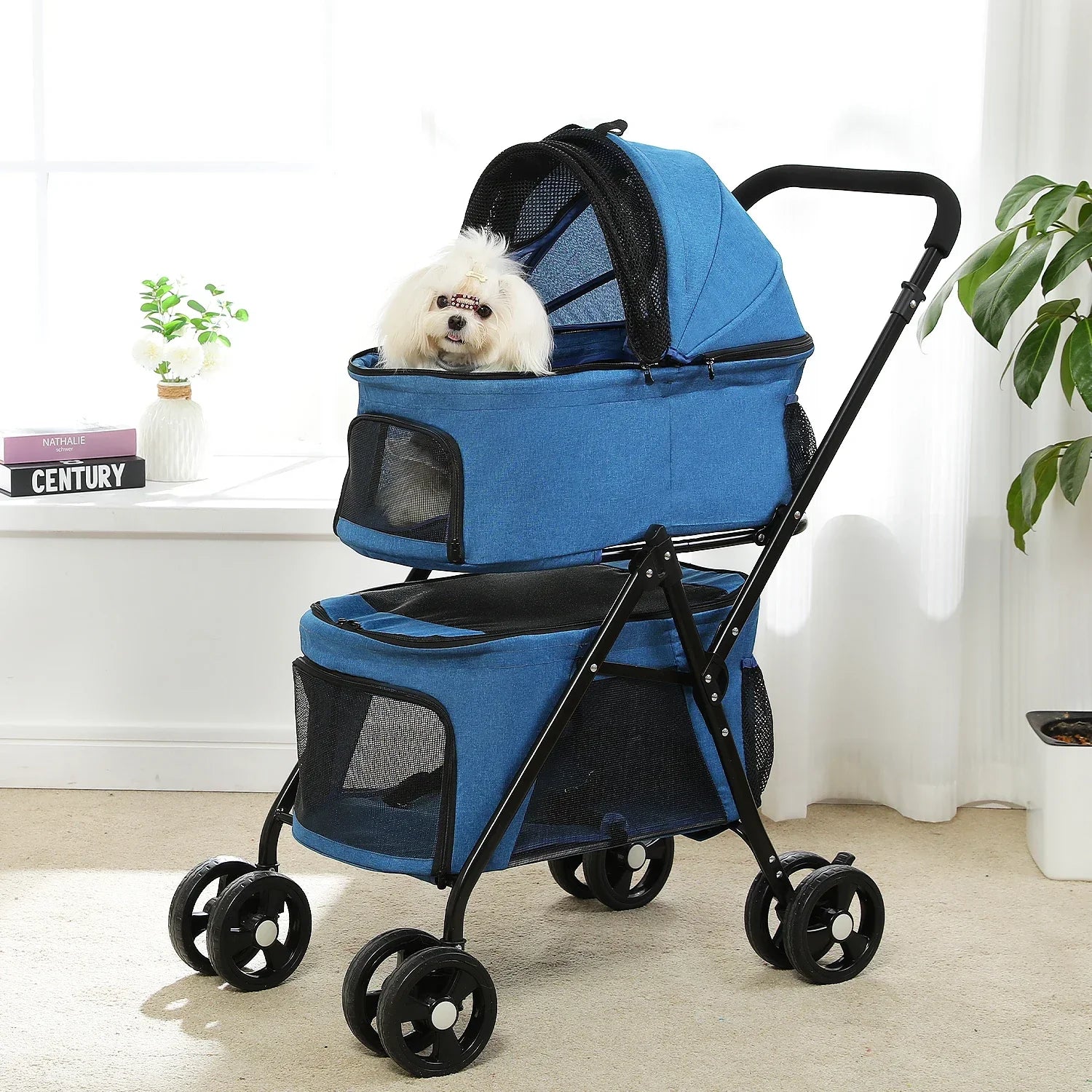 Poussette pour Chien - PetStroller™ - Bleu - Mon chien content